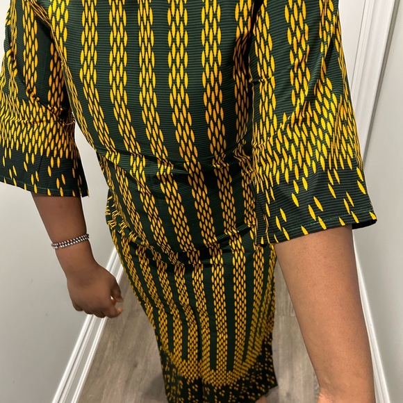 Green and Yellow Ankara Maxi Dress - Picture 9 of 12